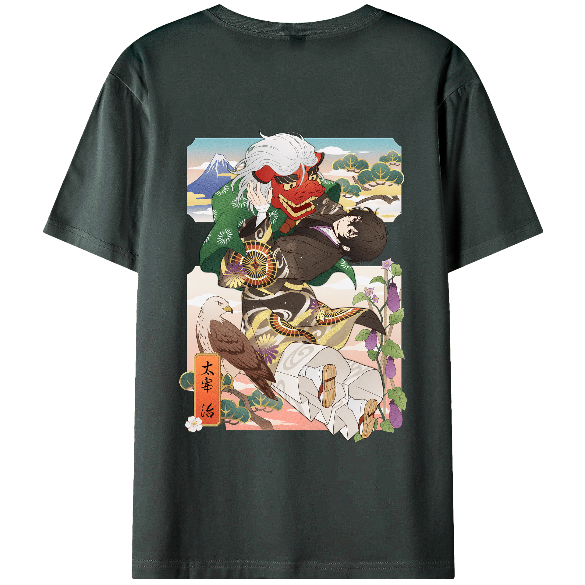 （画像用） 文豪ストレイドッグス Bungo Stray Dogs 綿100％ メンズ半袖Tシャツ（バックプリント） 通気性